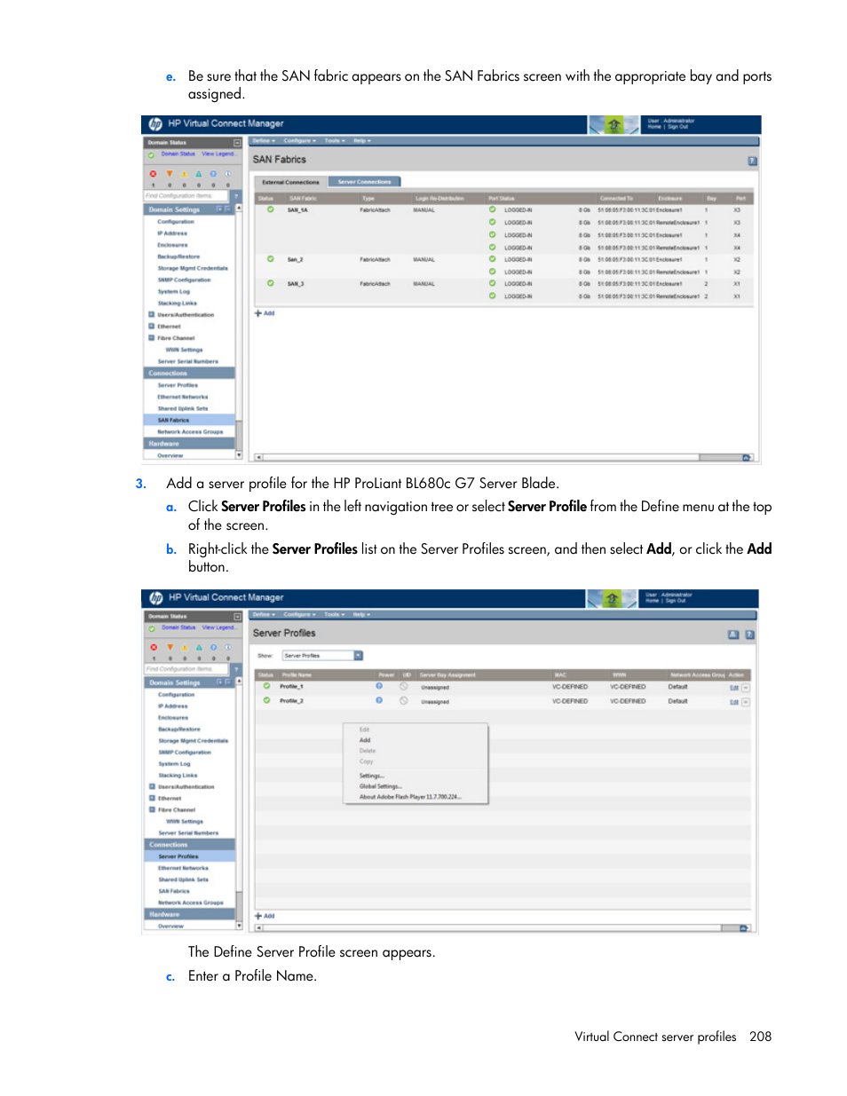 HP Virtual Connect 4Gb Fibre Channel Module for c-Class BladeSystem User Manual | Page 208 / 308