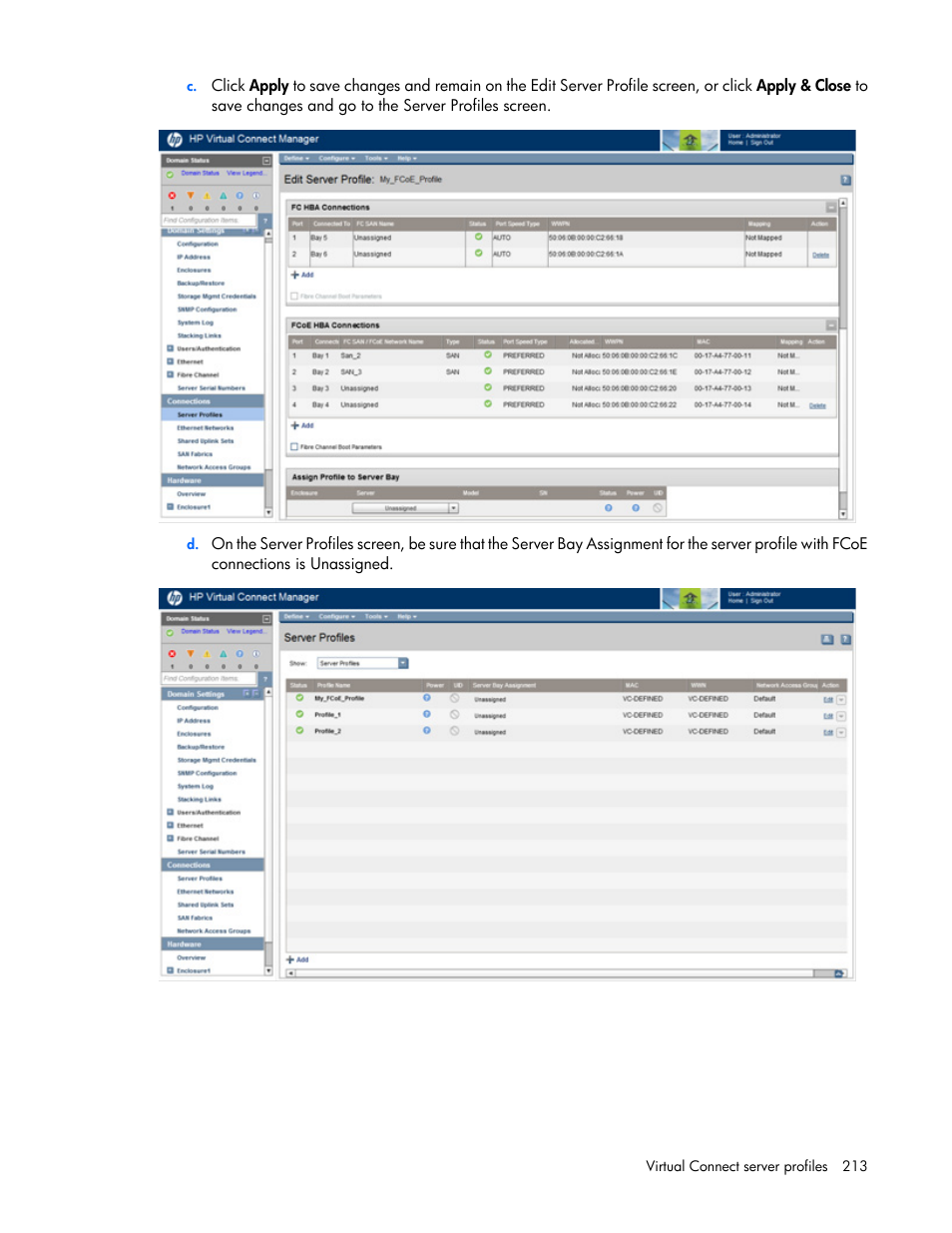 HP Virtual Connect 4Gb Fibre Channel Module for c-Class BladeSystem User Manual | Page 213 / 308