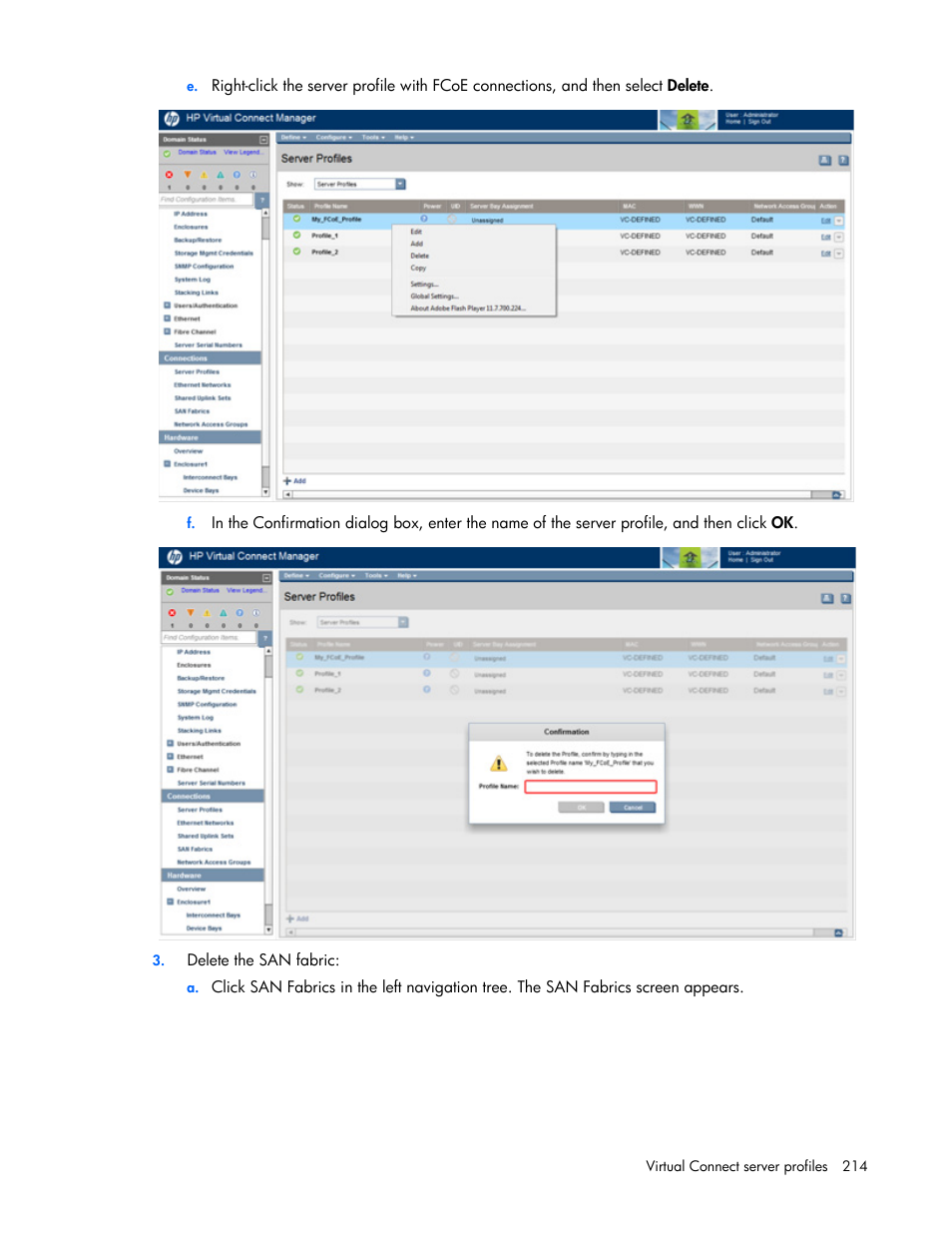 HP Virtual Connect 4Gb Fibre Channel Module for c-Class BladeSystem User Manual | Page 214 / 308