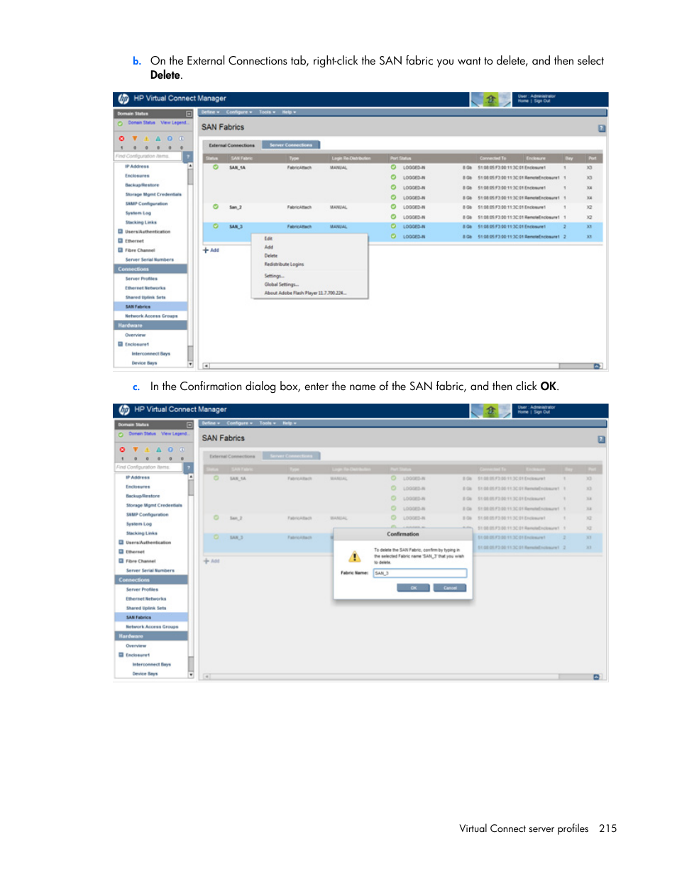 HP Virtual Connect 4Gb Fibre Channel Module for c-Class BladeSystem User Manual | Page 215 / 308