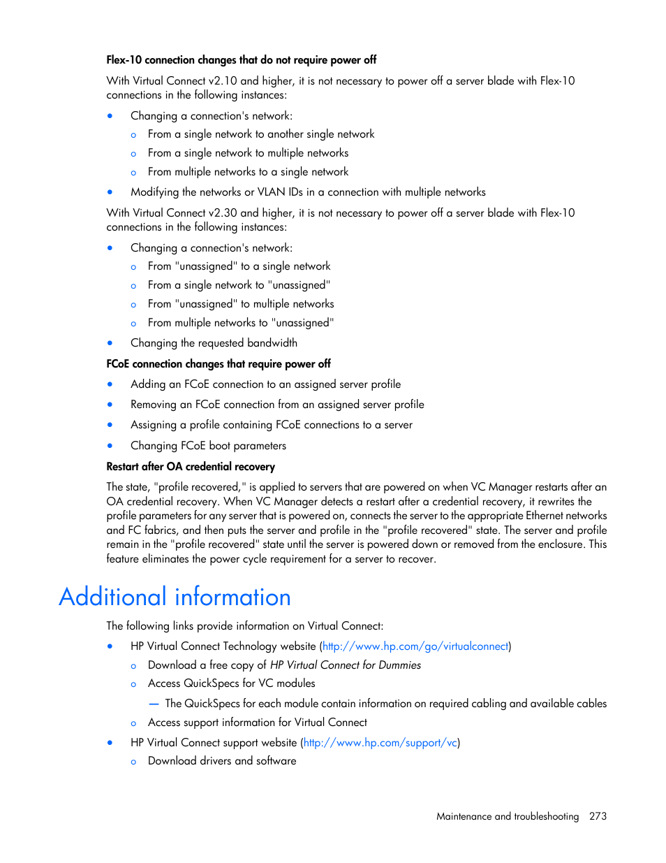 Additional information | HP Virtual Connect 4Gb Fibre Channel Module for c-Class BladeSystem User Manual | Page 273 / 308