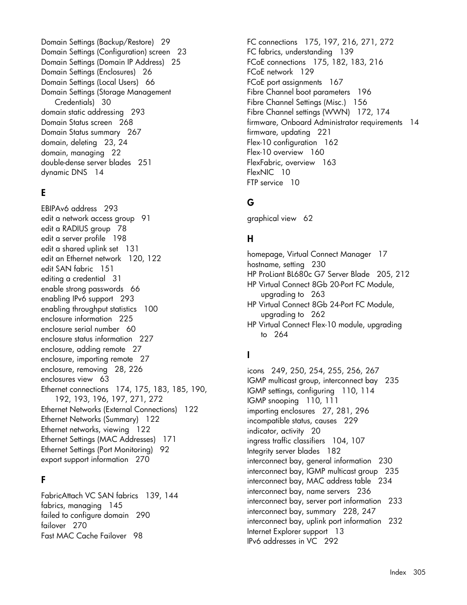 HP Virtual Connect 4Gb Fibre Channel Module for c-Class BladeSystem User Manual | Page 305 / 308