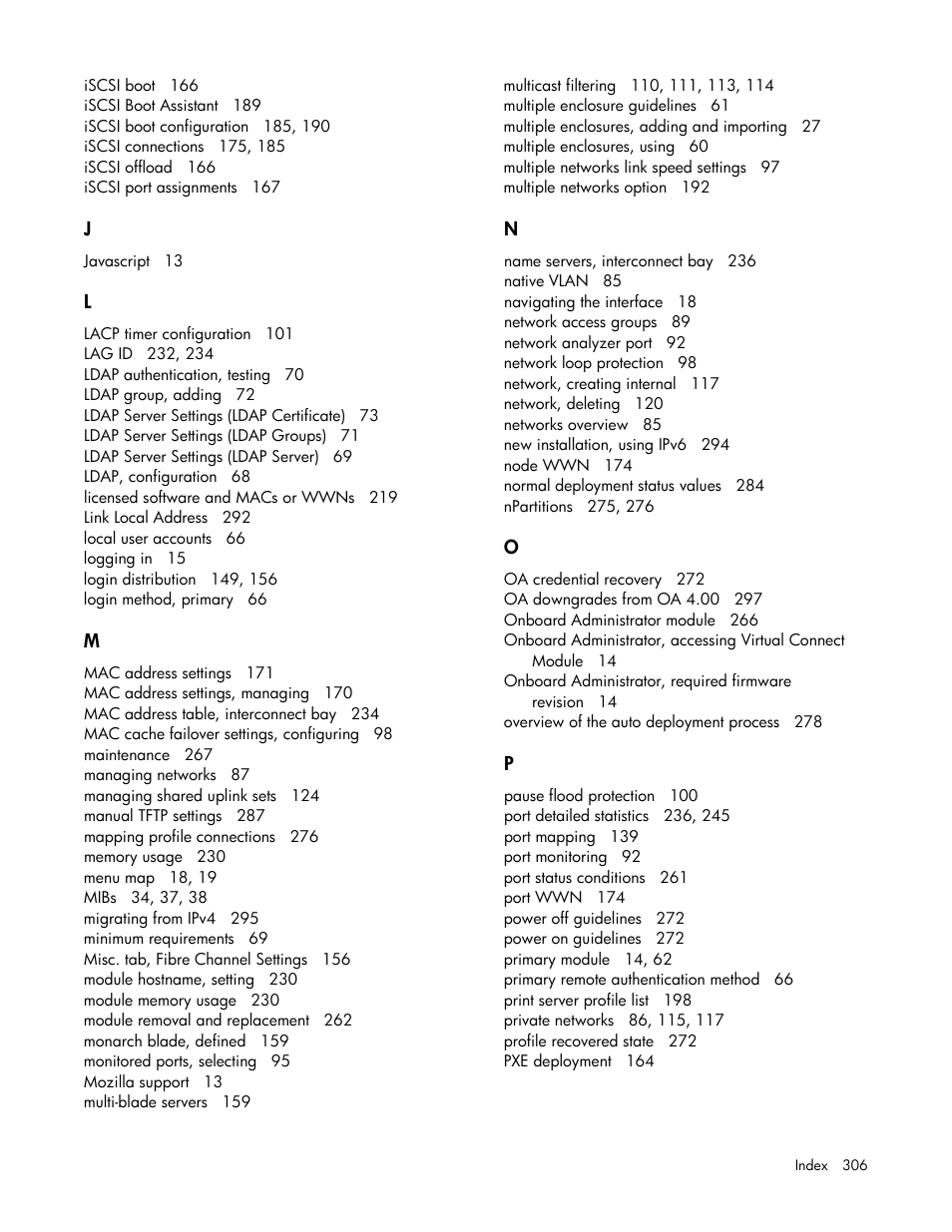 HP Virtual Connect 4Gb Fibre Channel Module for c-Class BladeSystem User Manual | Page 306 / 308