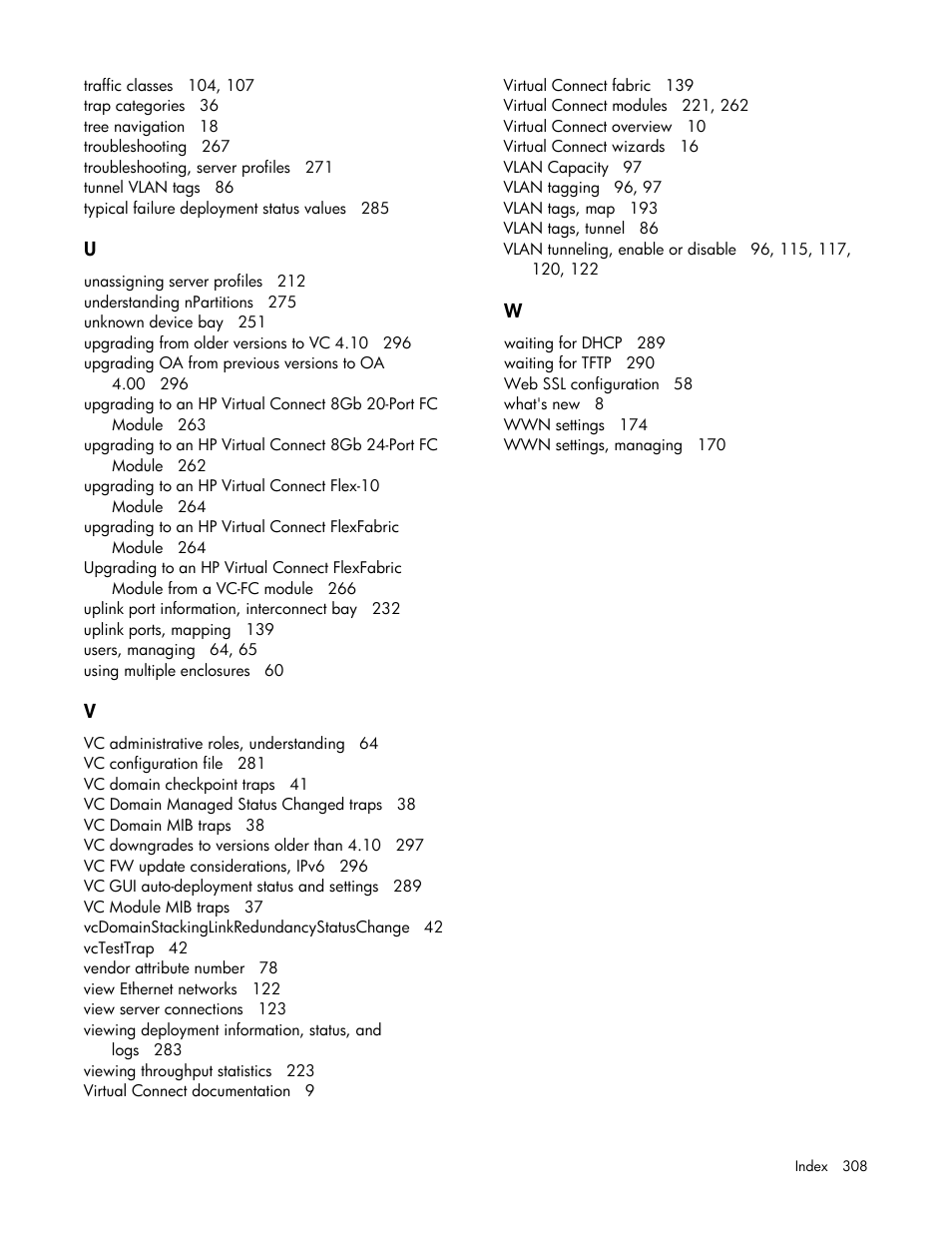 HP Virtual Connect 4Gb Fibre Channel Module for c-Class BladeSystem User Manual | Page 308 / 308