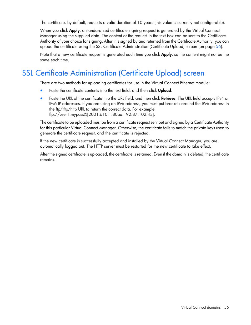 HP Virtual Connect 4Gb Fibre Channel Module for c-Class BladeSystem User Manual | Page 56 / 308