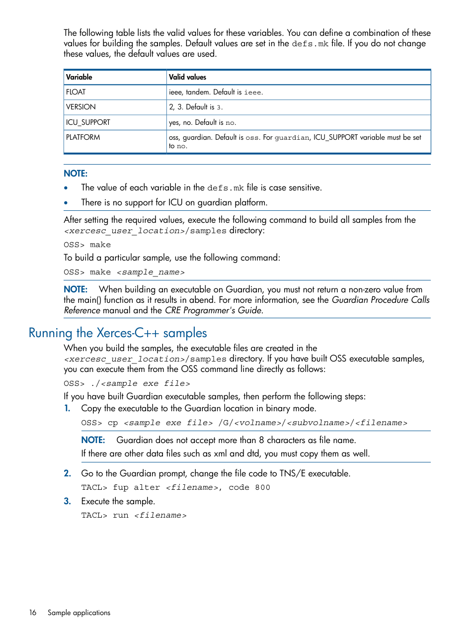 Running the xerces-c++ samples | HP Integrity NonStop H-Series User Manual | Page 16 / 19