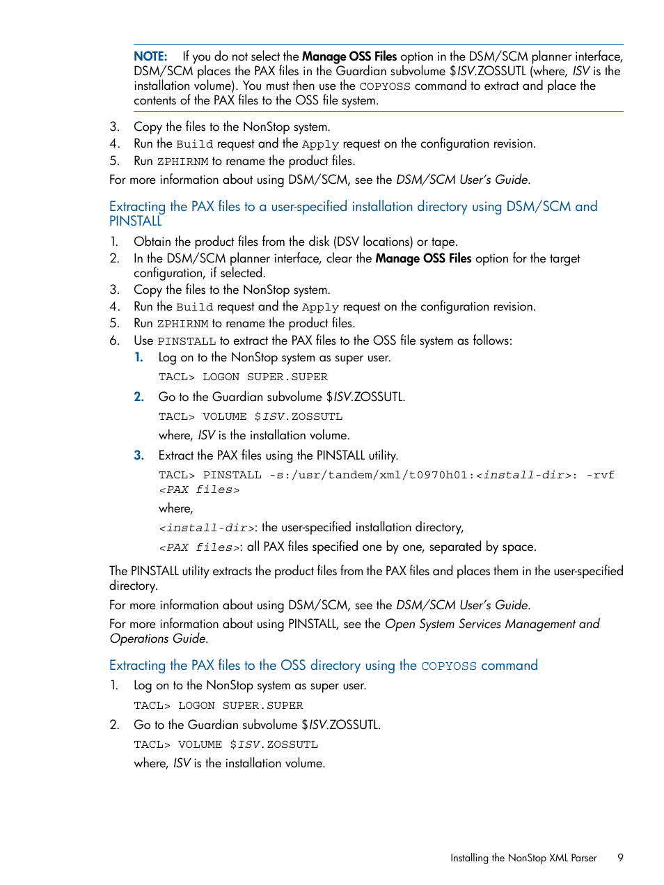 The oss directory using the copyoss command | HP Integrity NonStop H-Series User Manual | Page 9 / 19
