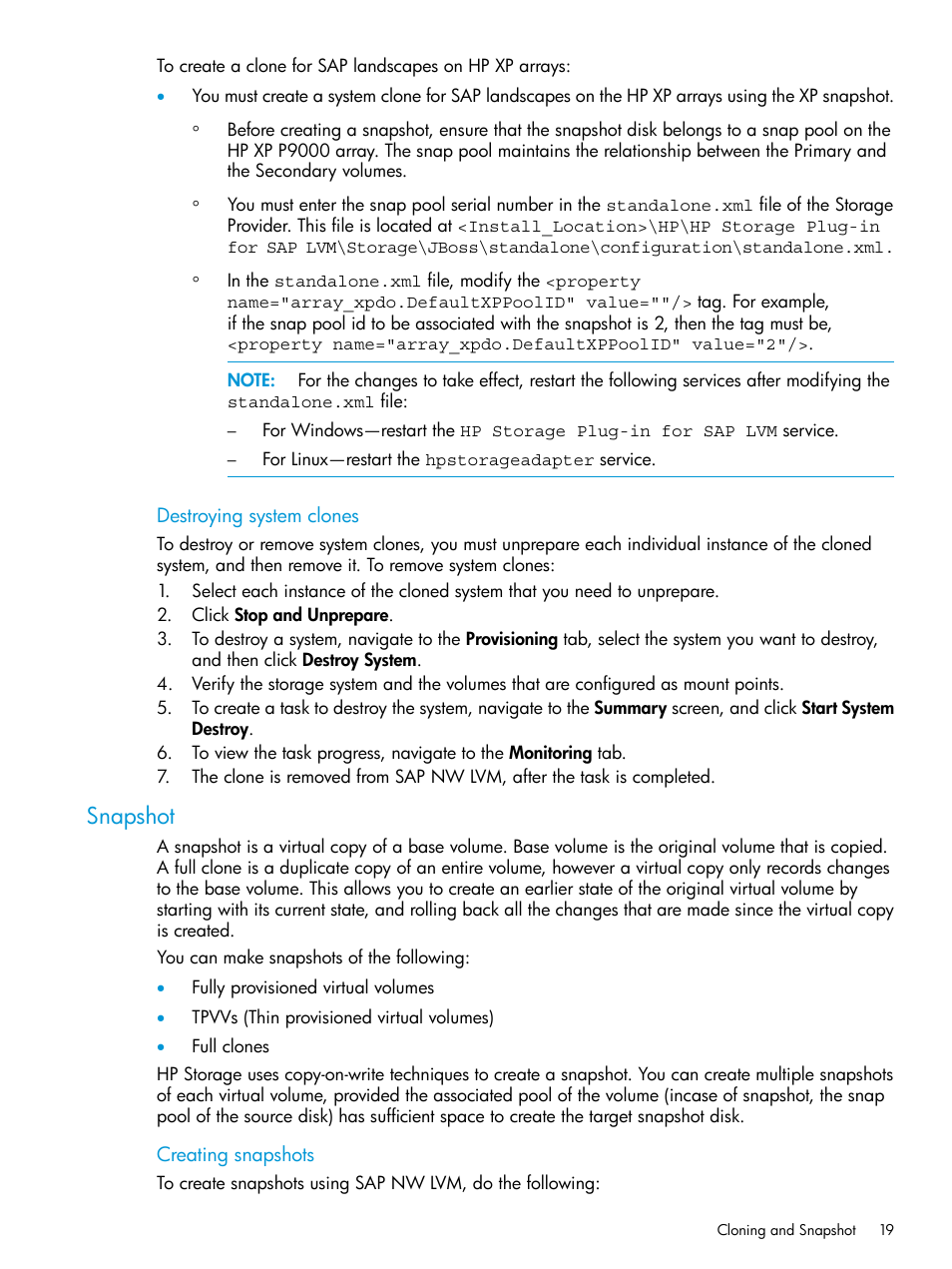 Snapshot | HP Plug-in for SAP NetWeaver Landscape Virtualization Management for Storage User Manual | Page 19 / 27