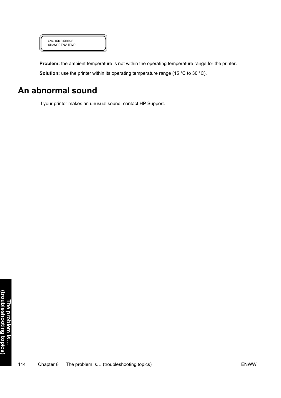 An abnormal sound | HP Designjet 9000s Printer series User Manual | Page 124 / 200