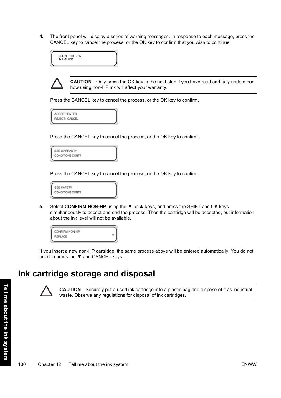 Ink cartridge storage and disposal | HP Designjet 9000s Printer series User Manual | Page 140 / 200