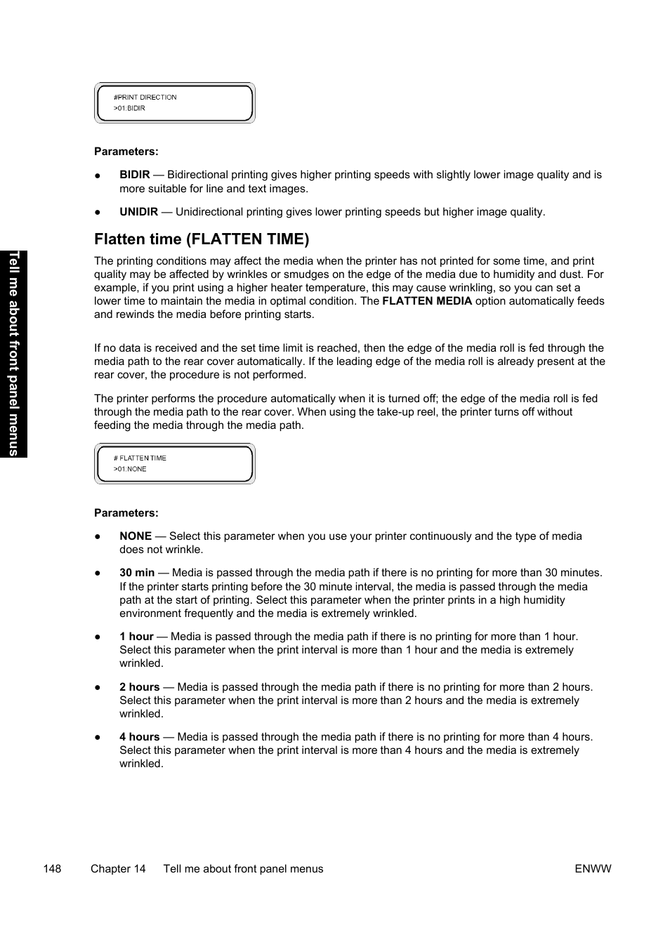 Flatten time (flatten time) | HP Designjet 9000s Printer series User Manual | Page 158 / 200