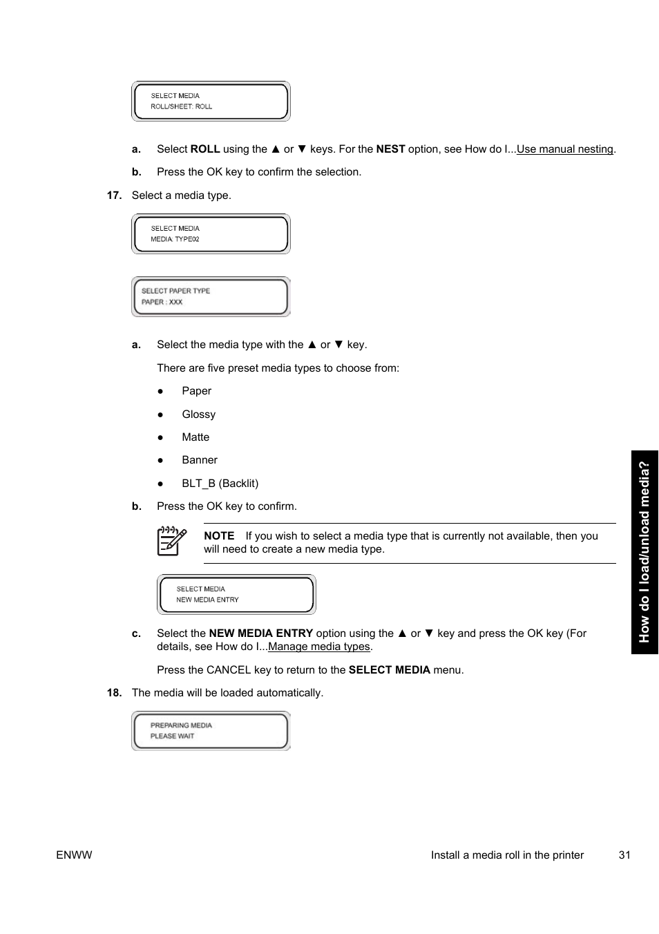 How do i load/unload media | HP Designjet 9000s Printer series User Manual | Page 41 / 200