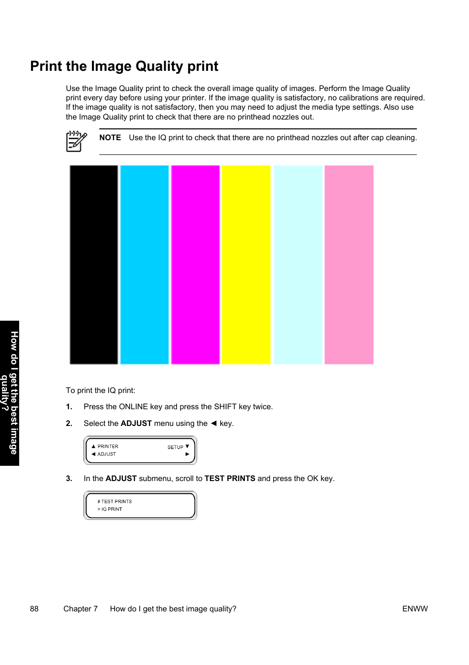 Print the image quality print | HP Designjet 9000s Printer series User Manual | Page 98 / 200