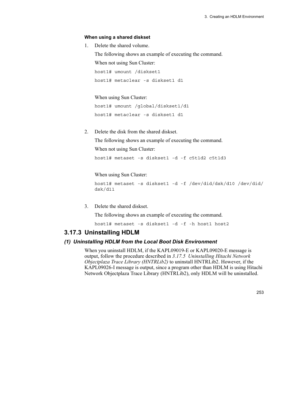 3 uninstalling hdlm | HP Hitachi Dynamic Link Manager Software User Manual | Page 275 / 652