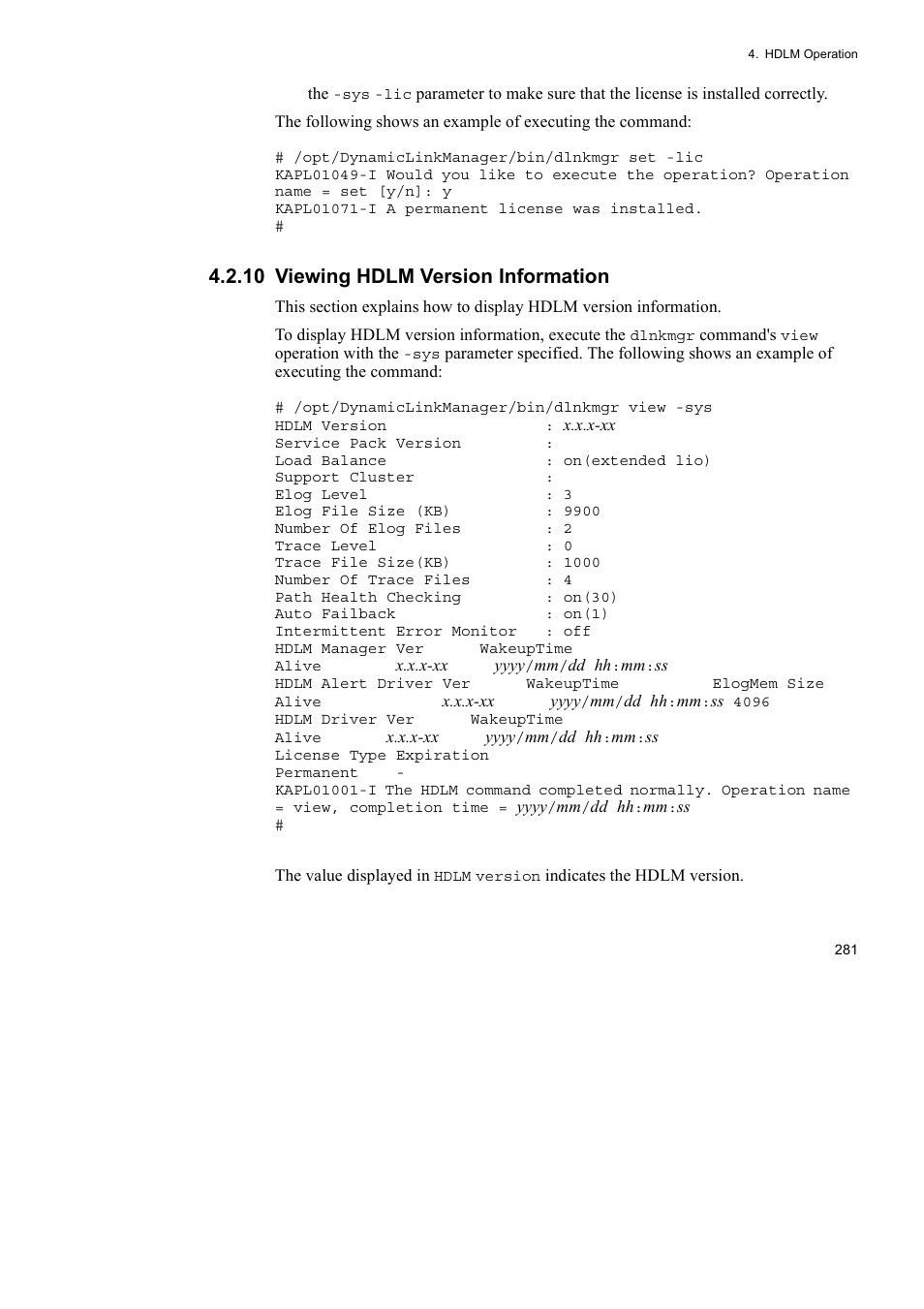 10 viewing hdlm version information | HP Hitachi Dynamic Link Manager Software User Manual | Page 303 / 652