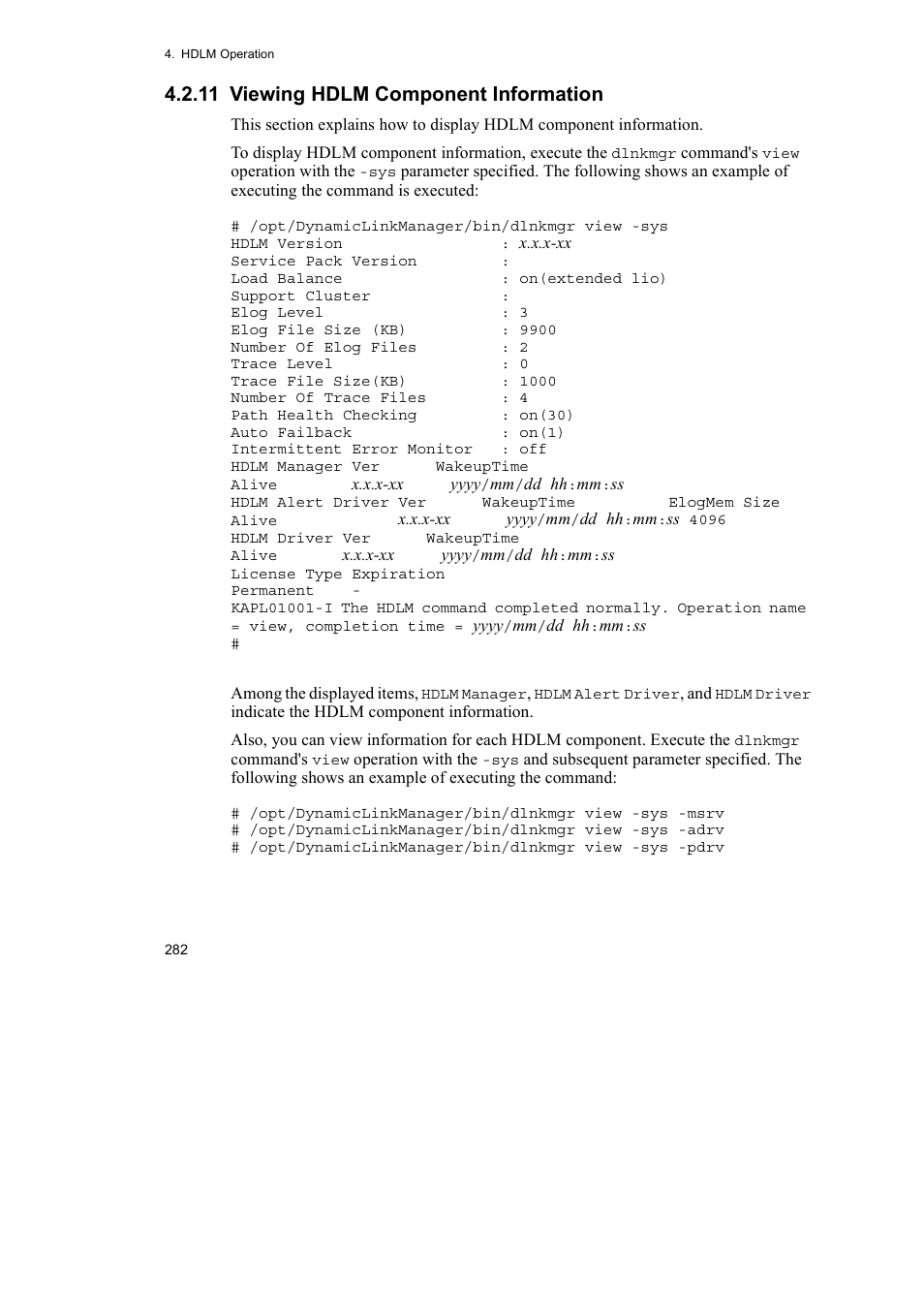 11 viewing hdlm component information | HP Hitachi Dynamic Link Manager Software User Manual | Page 304 / 652