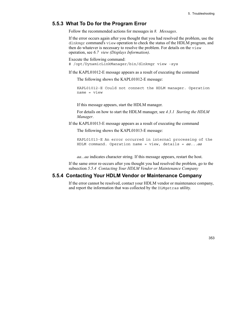 3 what to do for the program error | HP Hitachi Dynamic Link Manager Software User Manual | Page 375 / 652