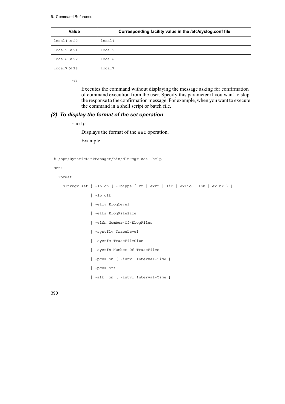 Displays the format of the, Operation. example | HP Hitachi Dynamic Link Manager Software User Manual | Page 412 / 652