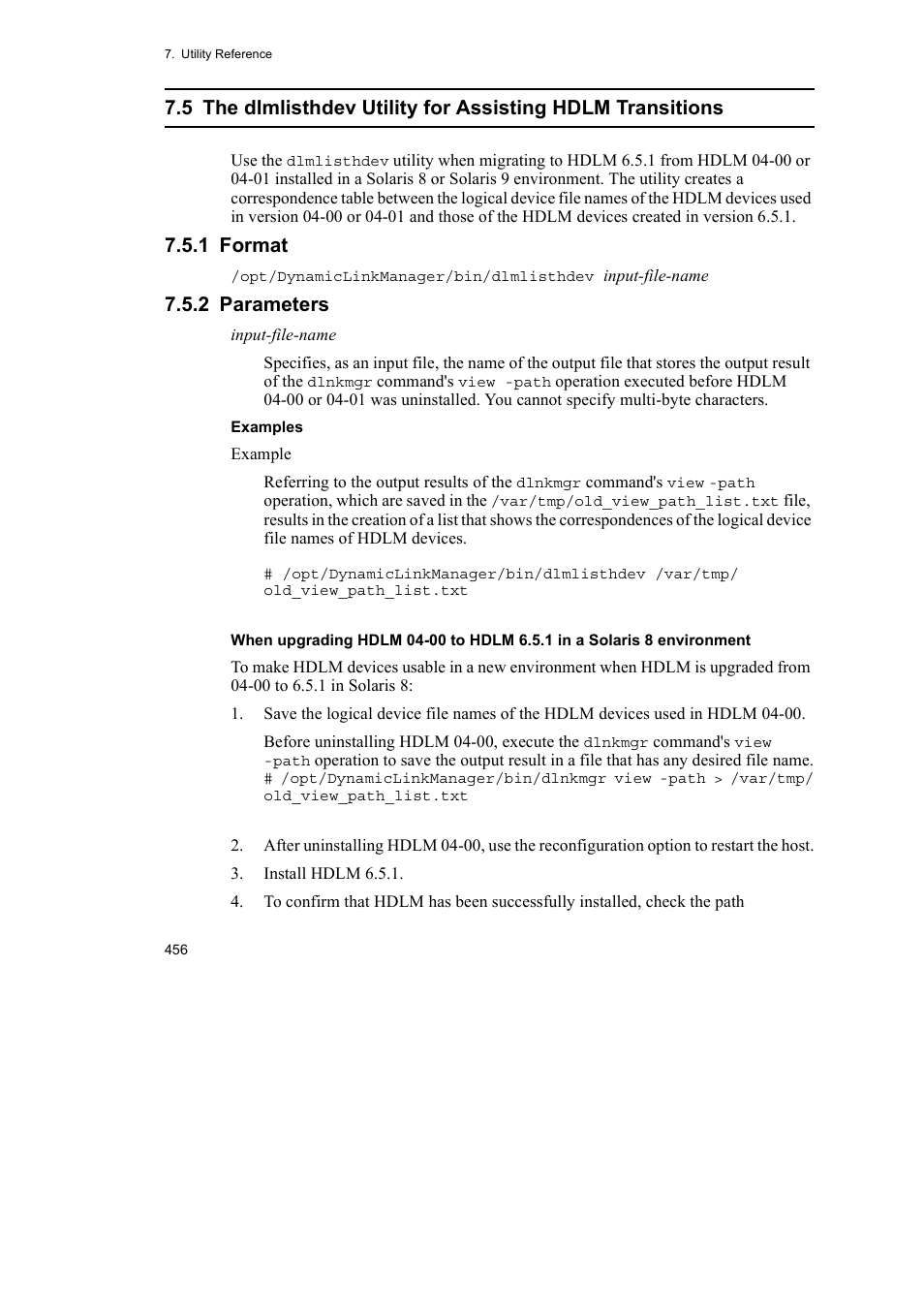 1 format, 2 parameters | HP Hitachi Dynamic Link Manager Software User Manual | Page 478 / 652