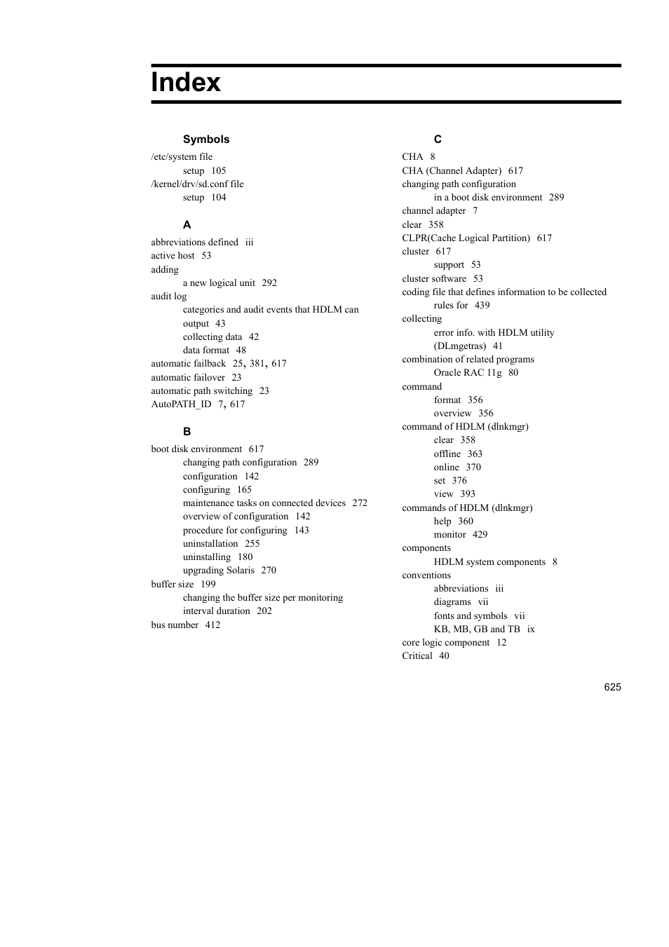 Index | HP Hitachi Dynamic Link Manager Software User Manual | Page 647 / 652