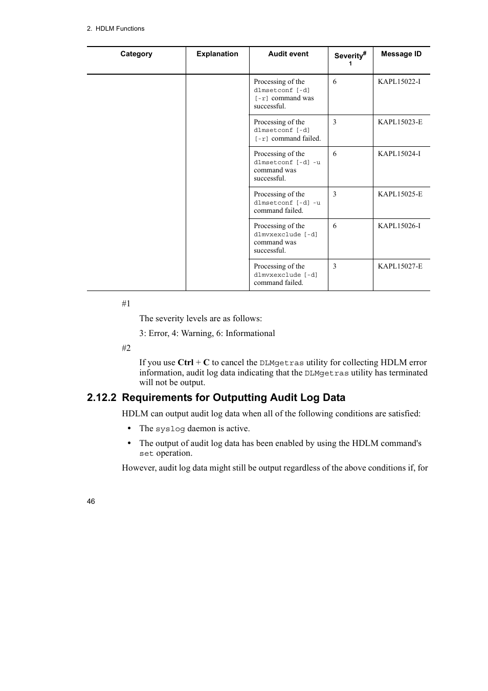 2 requirements for outputting audit log data | HP Hitachi Dynamic Link Manager Software User Manual | Page 68 / 652