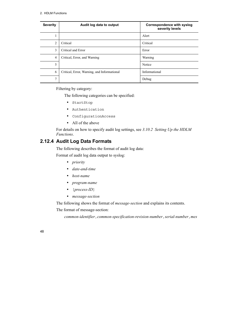 4 audit log data formats | HP Hitachi Dynamic Link Manager Software User Manual | Page 70 / 652