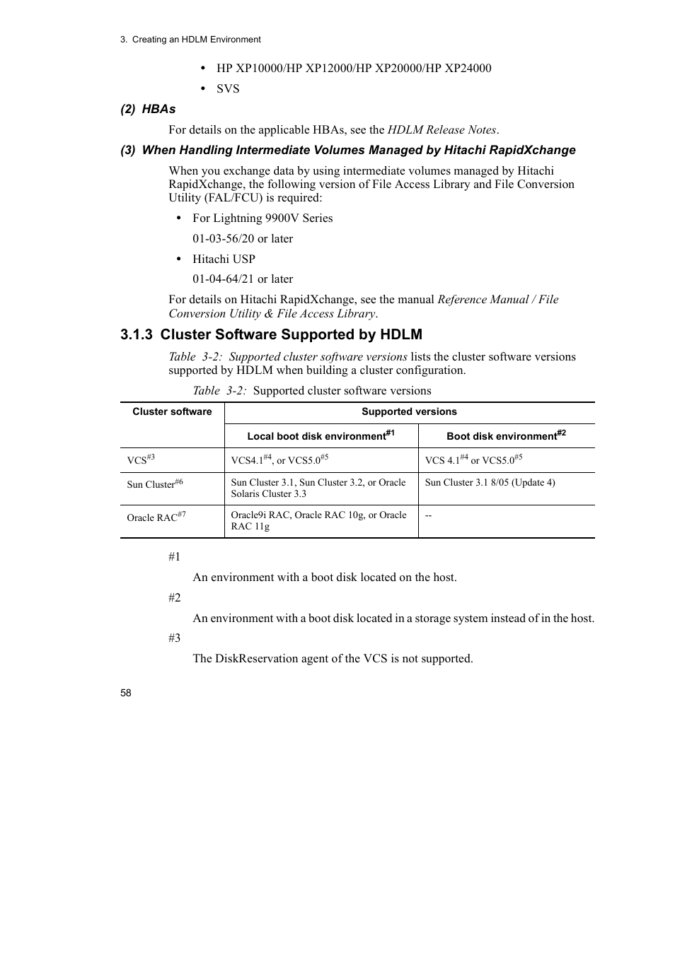 3 cluster software supported by hdlm | HP Hitachi Dynamic Link Manager Software User Manual | Page 80 / 652