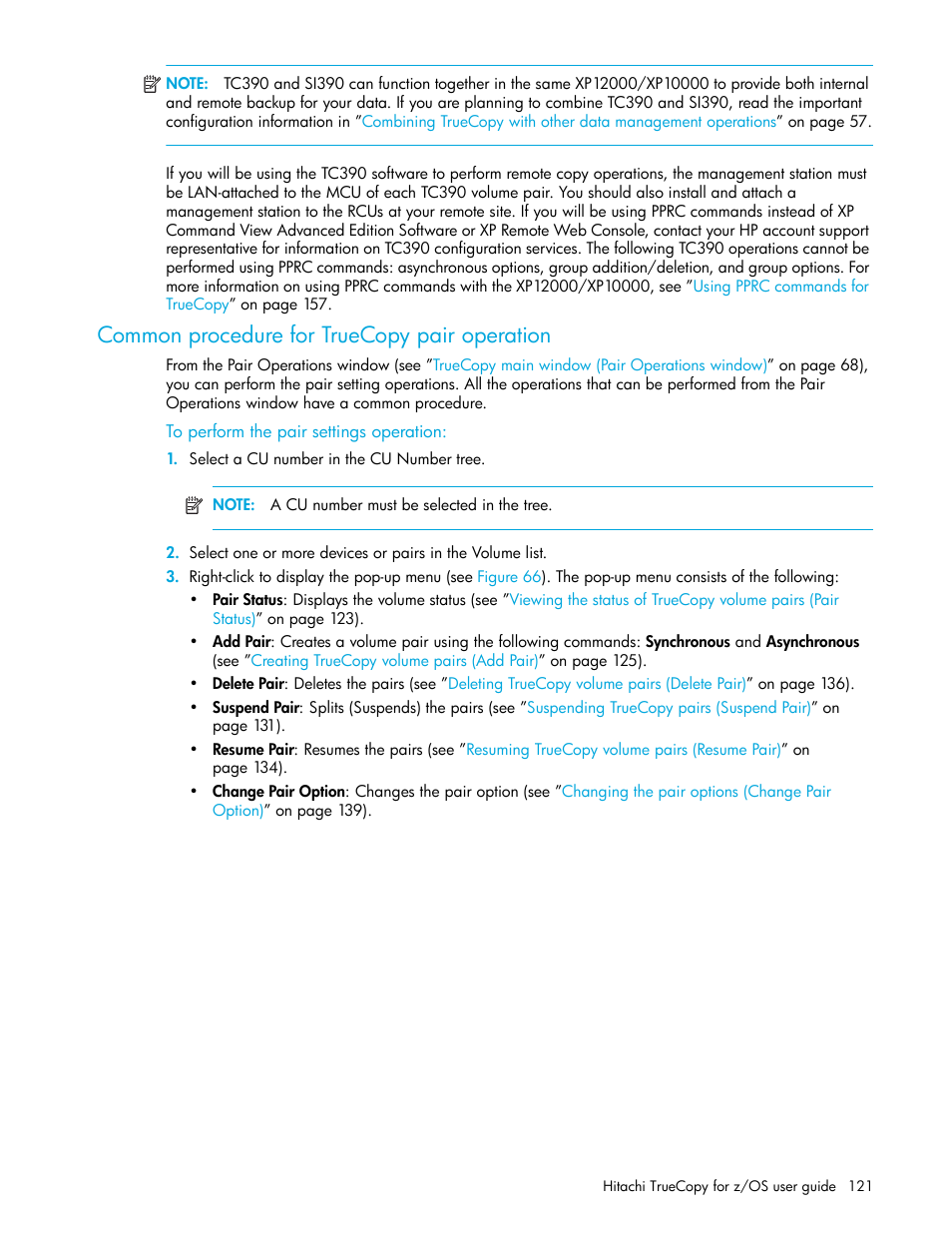 Common procedure for truecopy pair operation, To perform the pair settings operation | HP StorageWorks XP Remote Web Console Software User Manual | Page 121 / 230