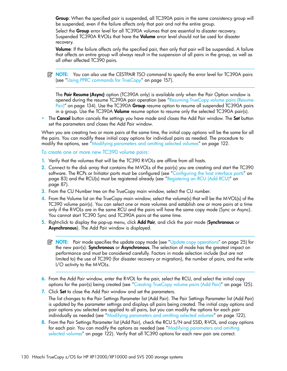 To create one or more new tc390 volume pairs | HP StorageWorks XP Remote Web Console Software User Manual | Page 130 / 230