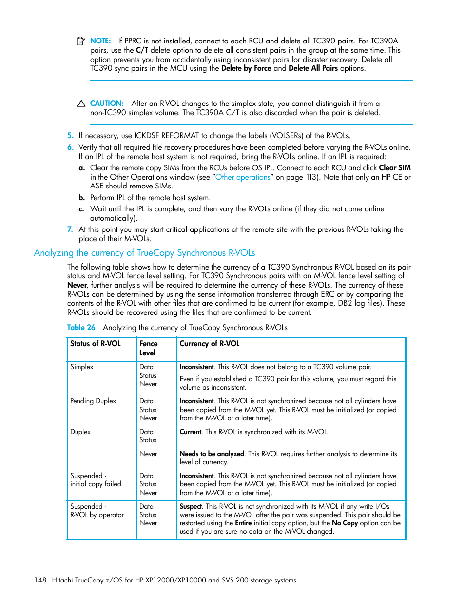 Analyzing the currency of truecopy, Synchronous r-vols | HP StorageWorks XP Remote Web Console Software User Manual | Page 148 / 230