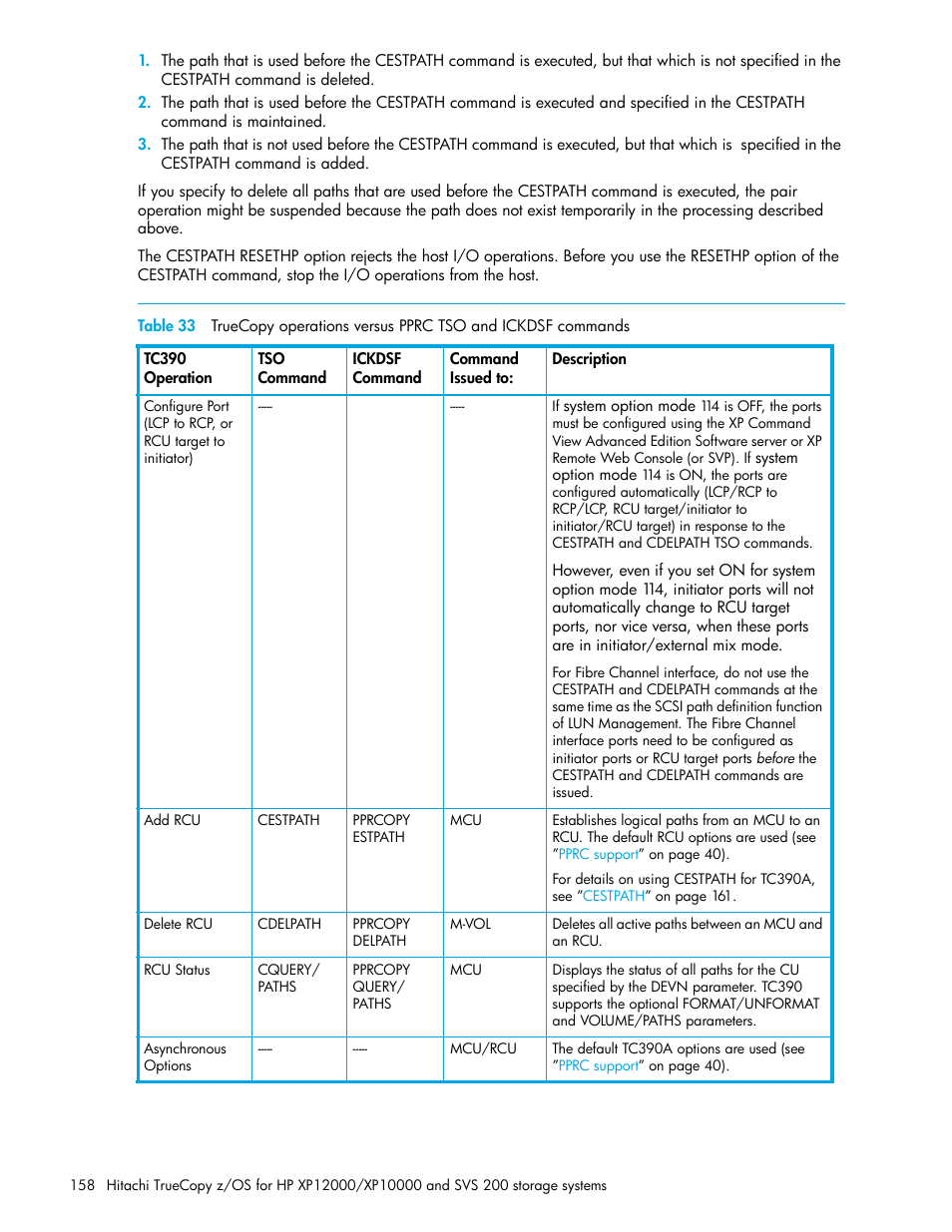 Table 33 | HP StorageWorks XP Remote Web Console Software User Manual | Page 158 / 230