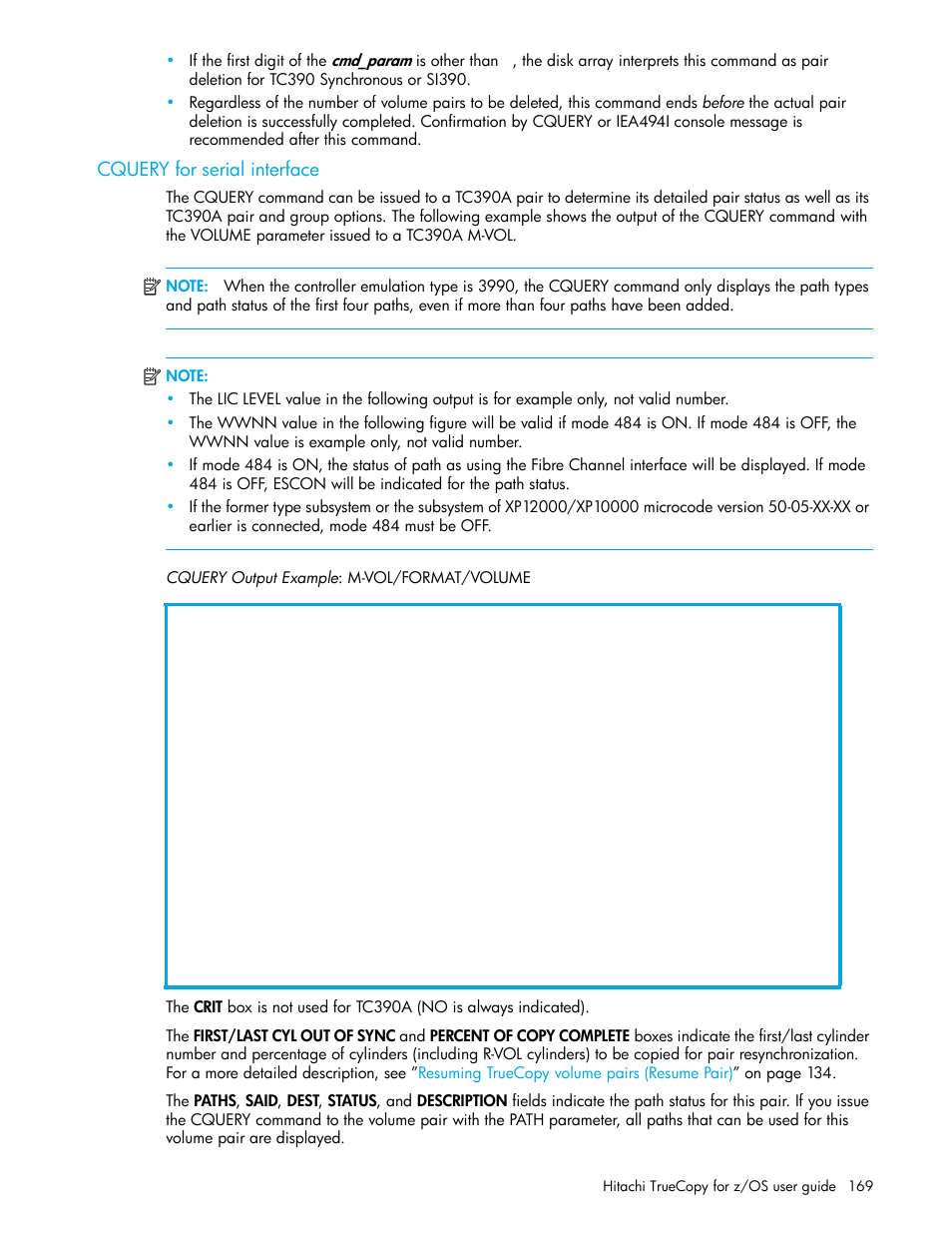 Cquery for serial interface | HP StorageWorks XP Remote Web Console Software User Manual | Page 169 / 230