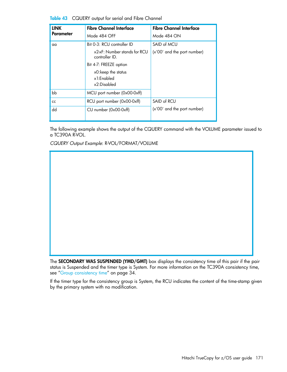 43 cquery output for serial and fibre channel | HP StorageWorks XP Remote Web Console Software User Manual | Page 171 / 230