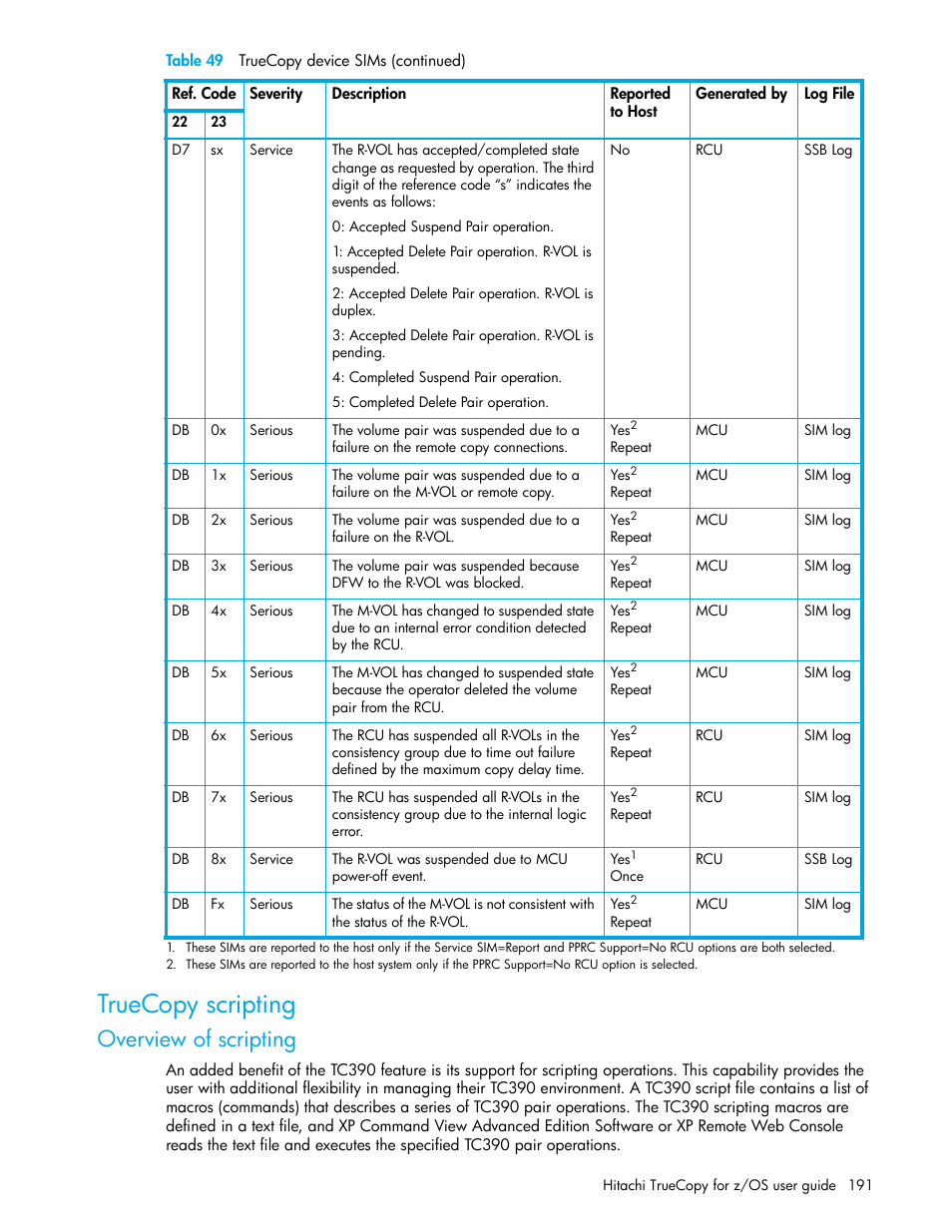Truecopy scripting, Overview of scripting | HP StorageWorks XP Remote Web Console Software User Manual | Page 191 / 230