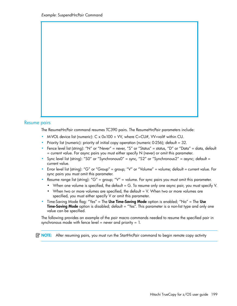 Resume pairs | HP StorageWorks XP Remote Web Console Software User Manual | Page 199 / 230