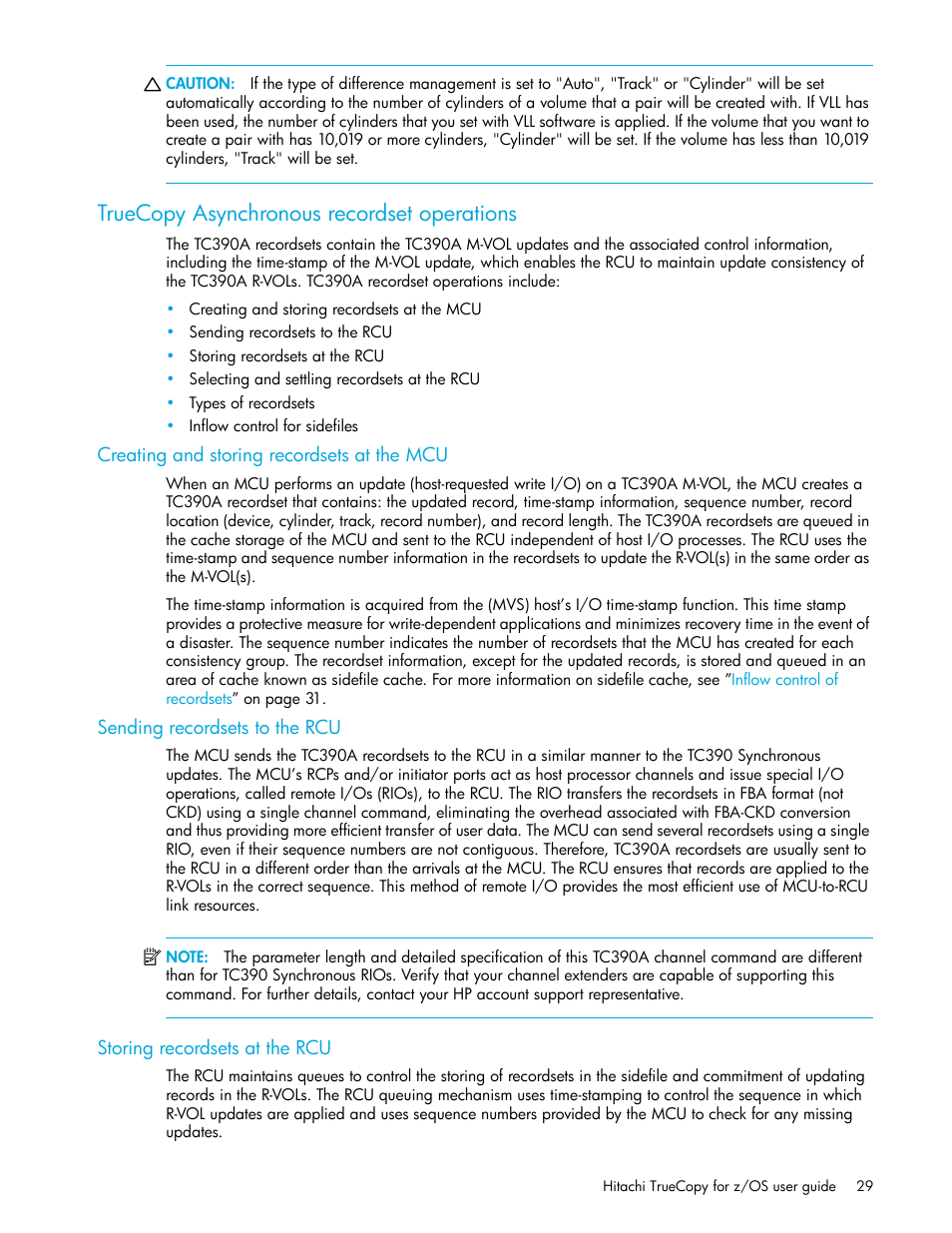 Truecopy asynchronous recordset operations, Creating and storing recordsets at the mcu, Sending recordsets to the rcu | Storing recordsets at the rcu, Truecopy asynchronous, Recordset operations | HP StorageWorks XP Remote Web Console Software User Manual | Page 29 / 230