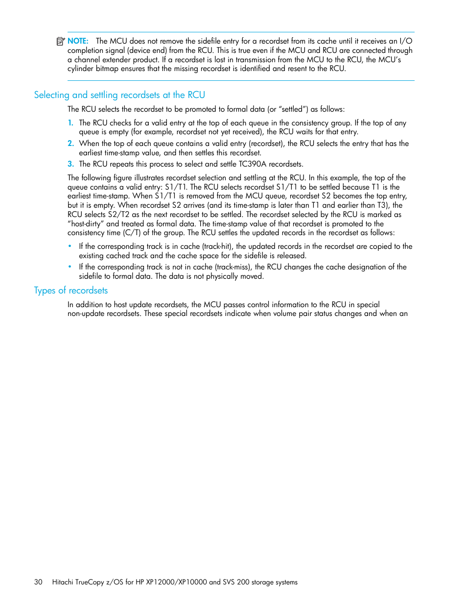 Selecting and settling recordsets at the rcu, Types of recordsets | HP StorageWorks XP Remote Web Console Software User Manual | Page 30 / 230