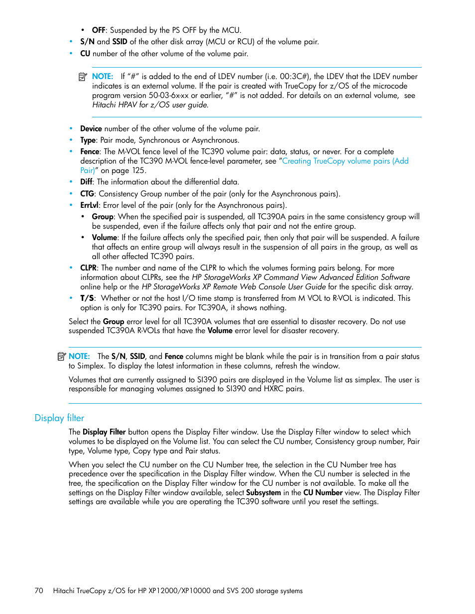 Display filter | HP StorageWorks XP Remote Web Console Software User Manual | Page 70 / 230