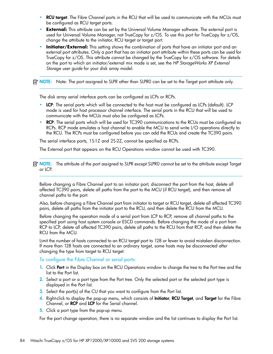 To configure the fibre channel or serial ports | HP StorageWorks XP Remote Web Console Software User Manual | Page 84 / 230