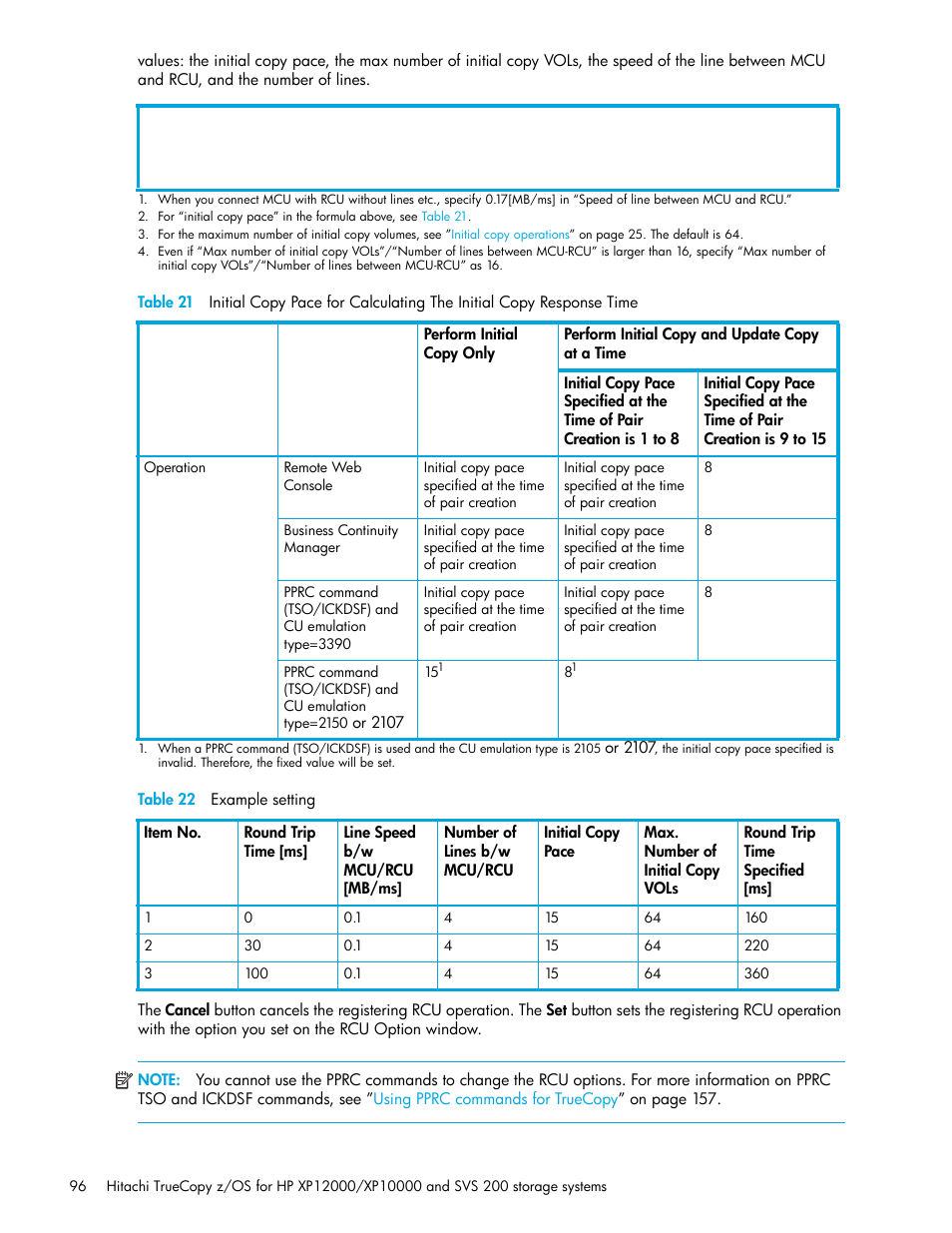 Table 22 example setting, 22 example setting | HP StorageWorks XP Remote Web Console Software User Manual | Page 96 / 230