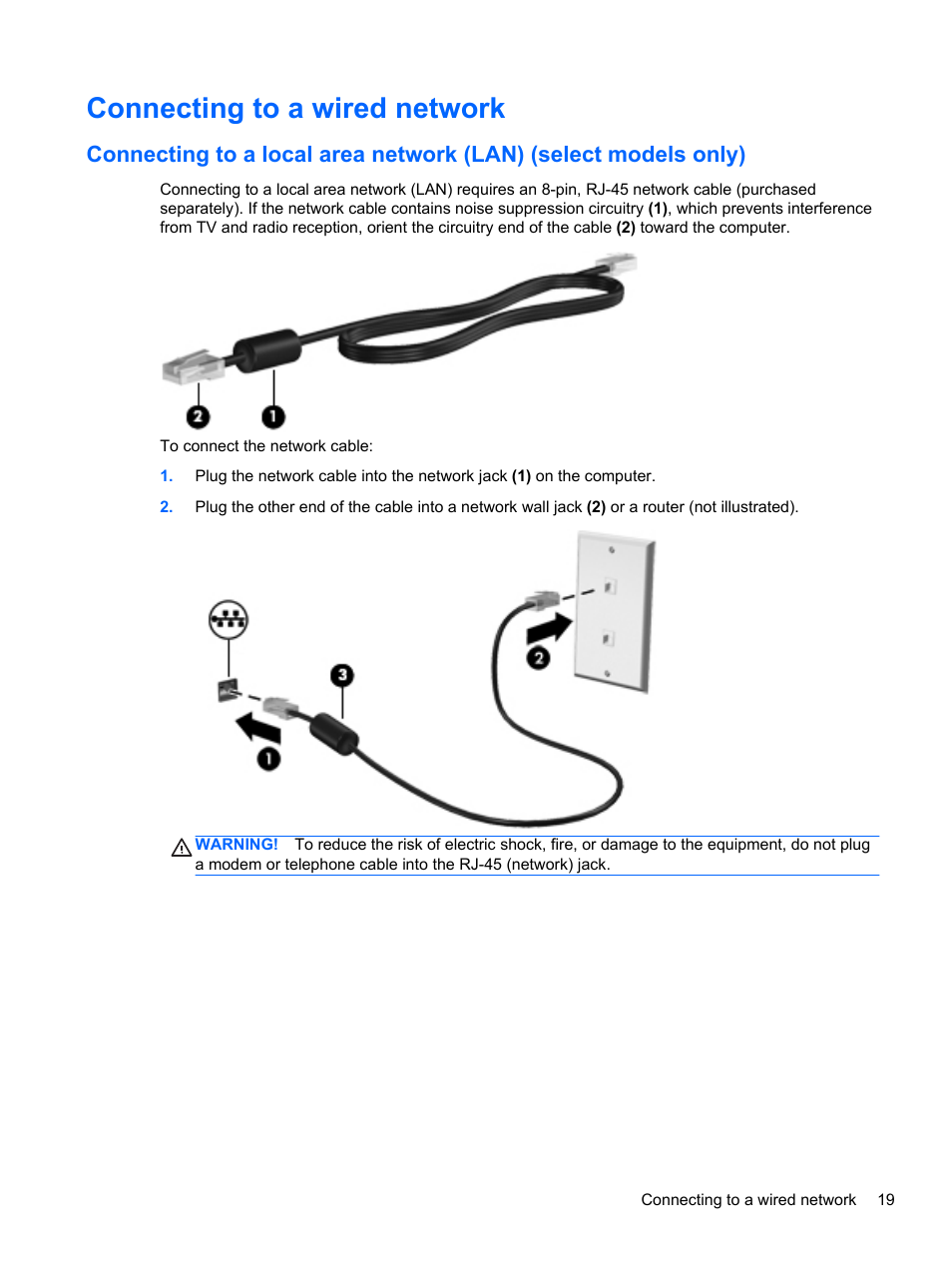 Connecting to a wired network | HP EliteBook 850 G1 Notebook PC User Manual | Page 29 / 90