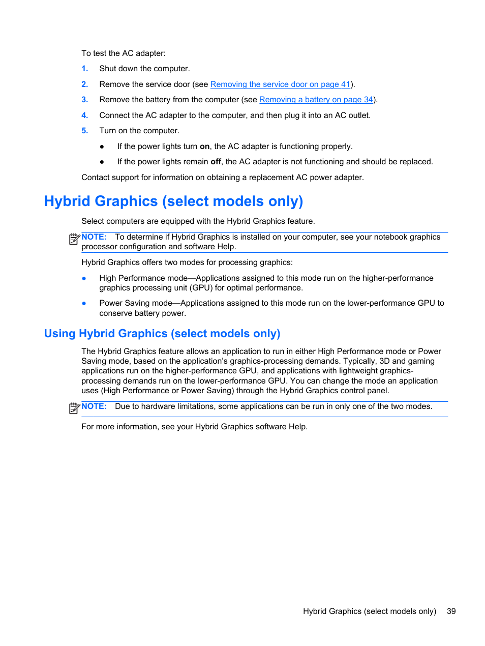Hybrid graphics (select models only), Using hybrid graphics (select models only) | HP EliteBook 850 G1 Notebook PC User Manual | Page 49 / 90