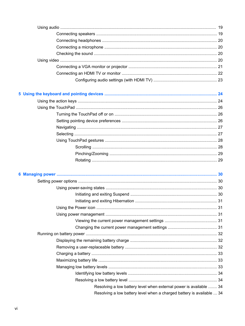 HP Pavilion g4-2149se Notebook PC User Manual | Page 6 / 81