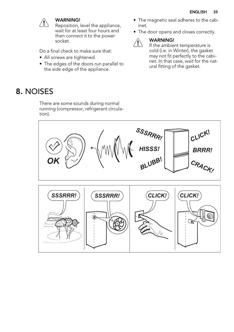 Noises | AEG A92708GNW0 User Manual | Page 35 / 76