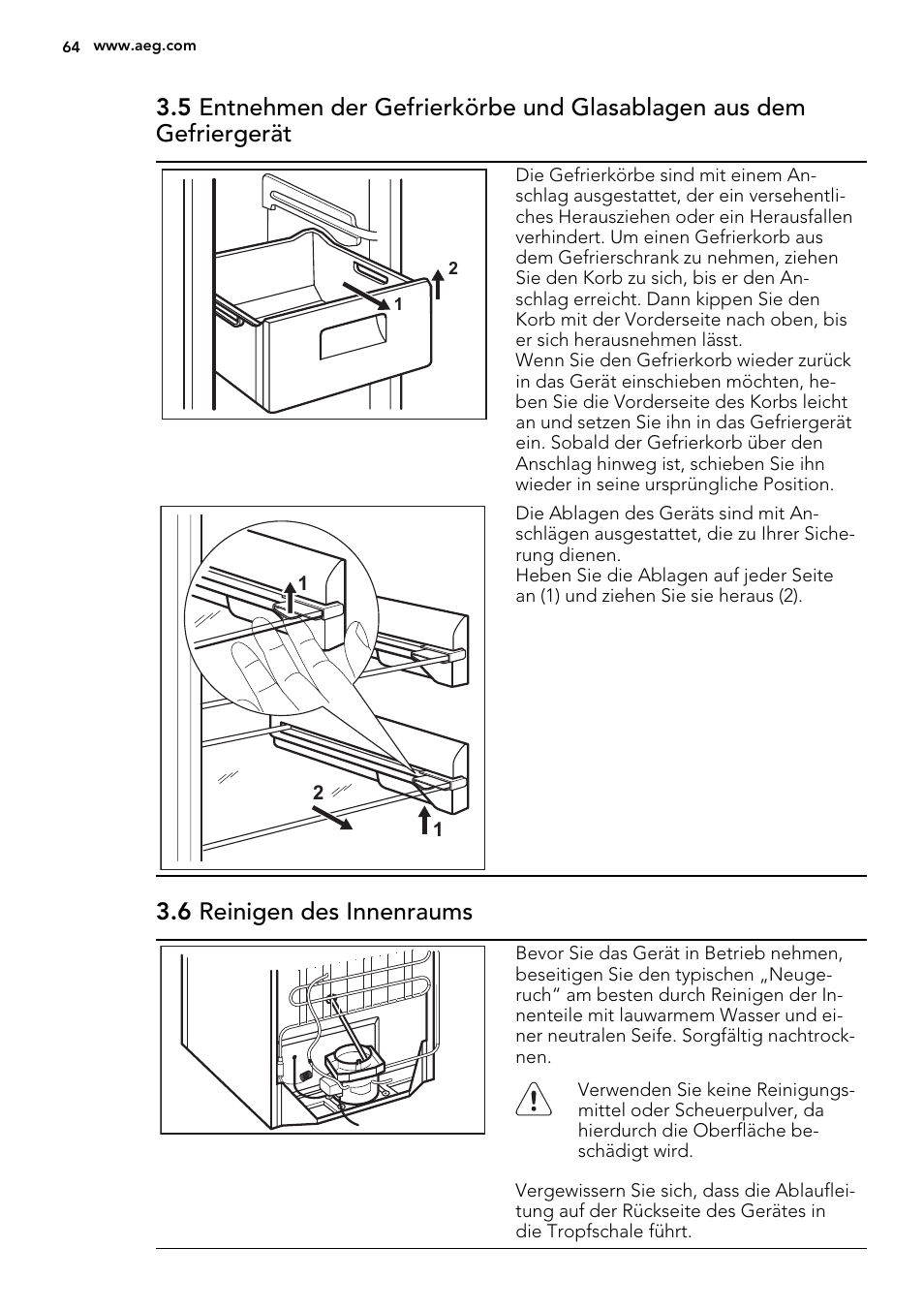 6 reinigen des innenraums | AEG A92708GNW0 User Manual | Page 64 / 76