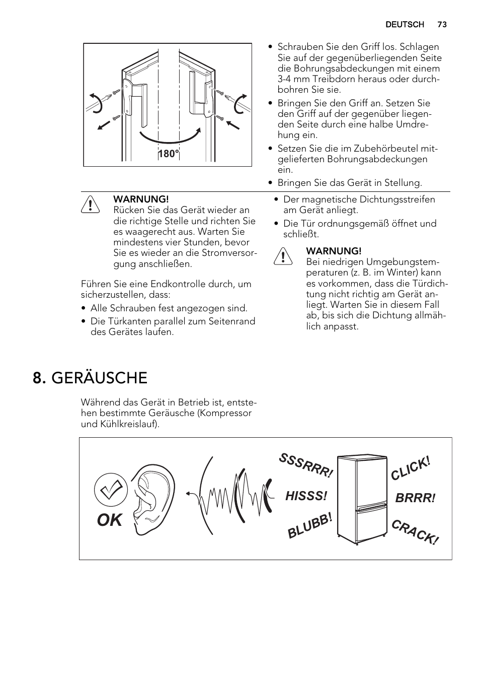Geräusche | AEG A92708GNW0 User Manual | Page 73 / 76