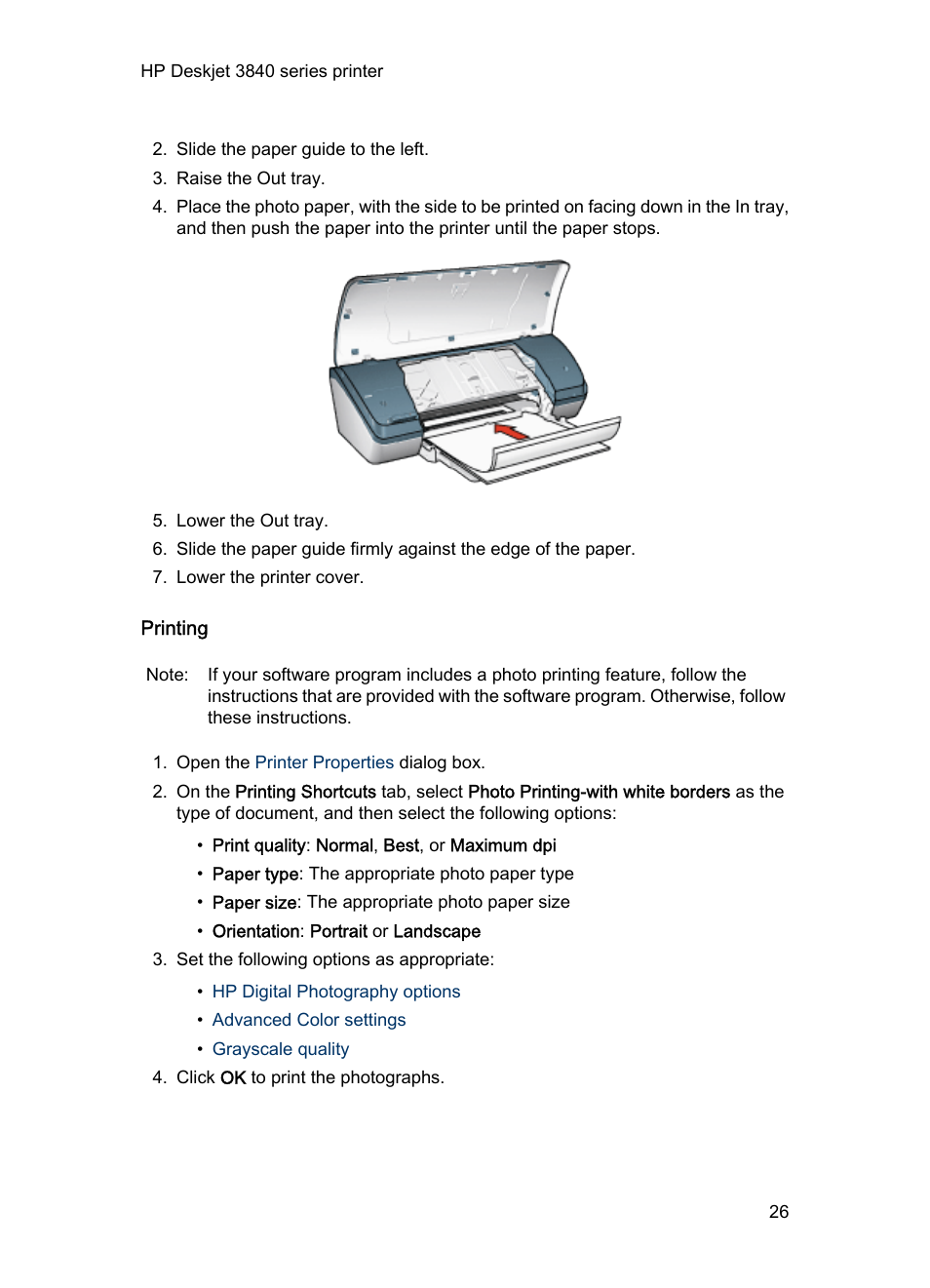 Printing | HP Deskjet 3848 Color Inkjet Printer User Manual | Page 26 / 96
