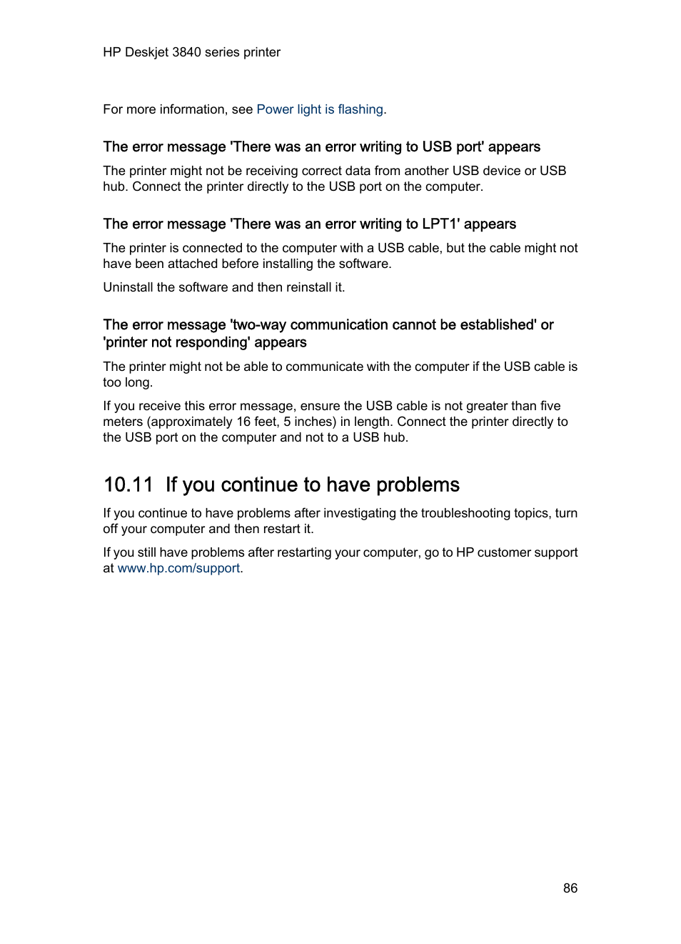 11 if you continue to have problems, If you continue to have problems | HP Deskjet 3848 Color Inkjet Printer User Manual | Page 86 / 96