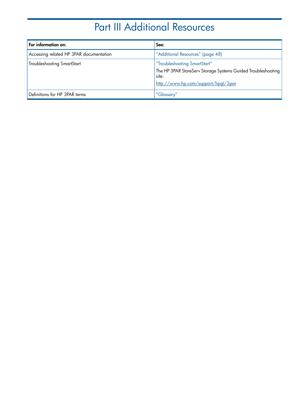 Part iii additional resources | HP 3PAR Operating System Software User Manual | Page 47 / 56