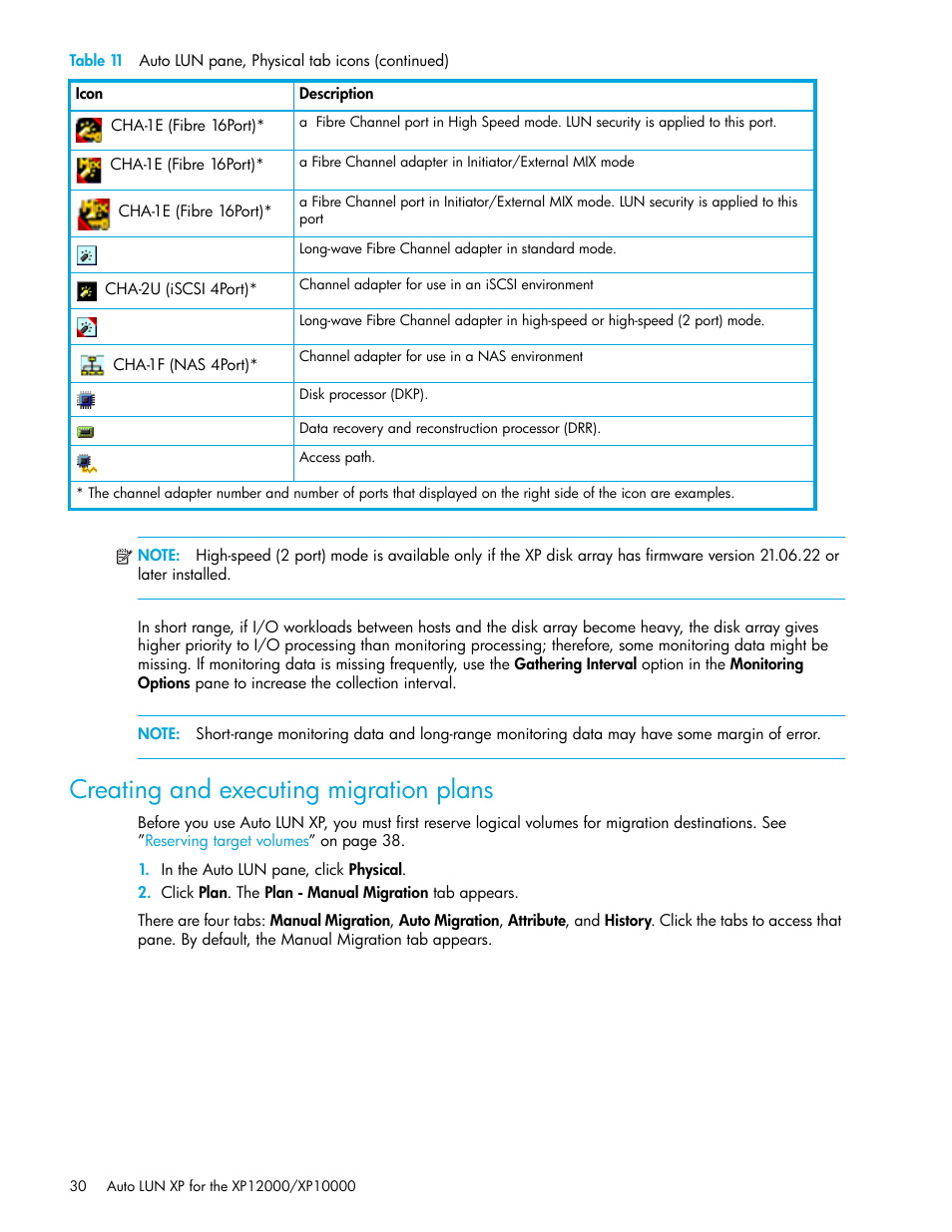 Creating and executing migration plans | HP StorageWorks XP Remote Web Console Software User Manual | Page 30 / 68